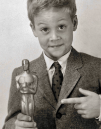 Son Chris with Jack’s first Oscar